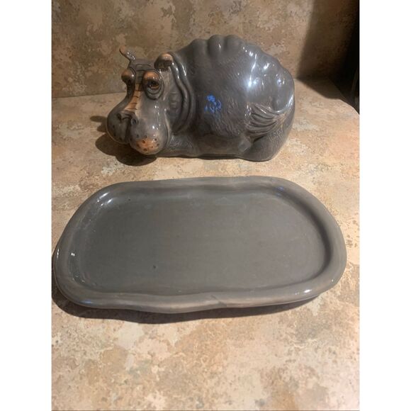 NEW Blue Sky Ceramic KITCHEN Hippo Butter Dish ART DECOR - Picture 4 of 7